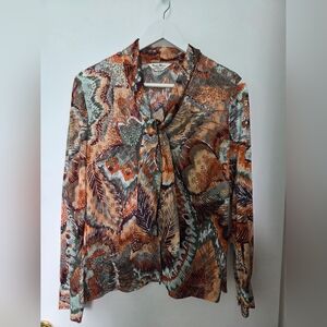 Vintage Style 70s Abstract Print Blouse